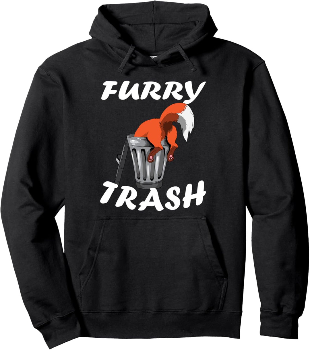 Furry Trash Roter Fuchs Mülltonne Comic Style Anime Tiere Pullover Hoodie