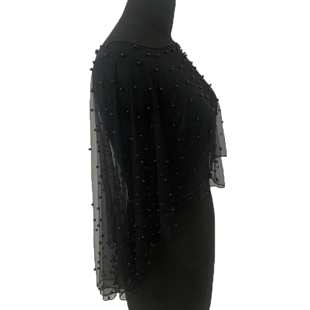 Tüll Perlen Umhang Weicher Organza Brautumhang Chiffon Schal Elegant Cape Kurzer Schulterumhang mit