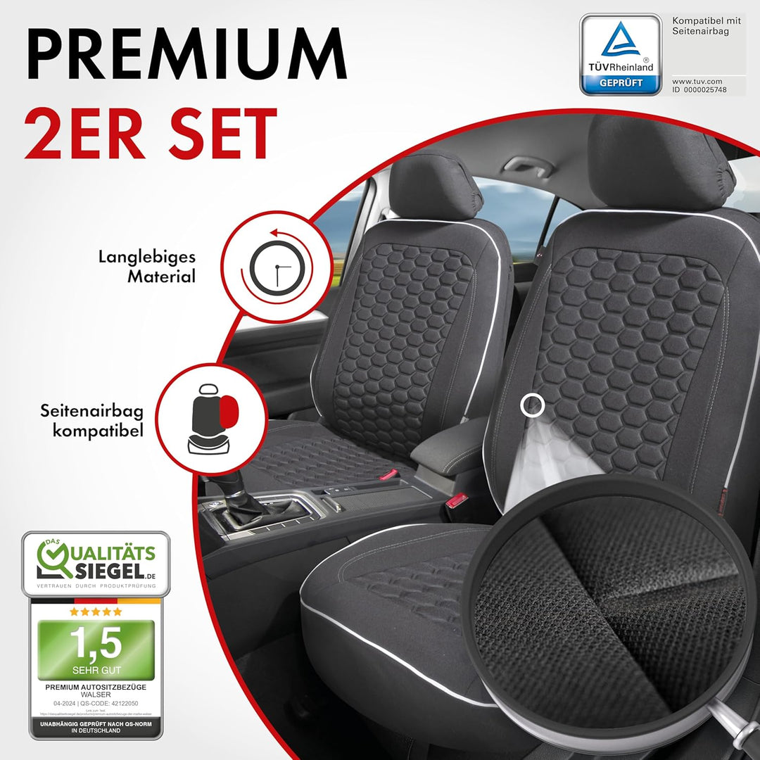 Walser Premium Autositzbezüge Kendal mit Reissverschluss Qualitätssieger Sehr Gut* Sitzbezüge Auto,