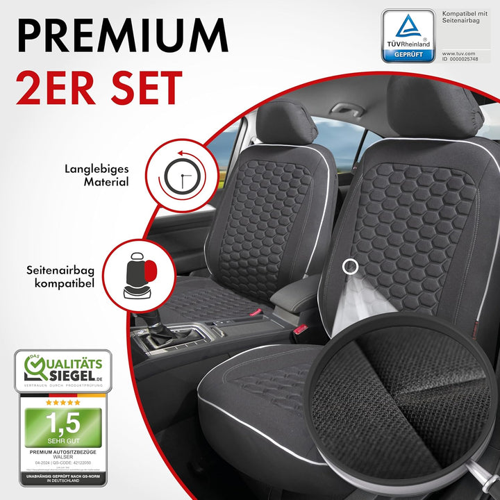 Walser Premium Autositzbezüge Kendal mit Reissverschluss Qualitätssieger Sehr Gut* Sitzbezüge Auto,