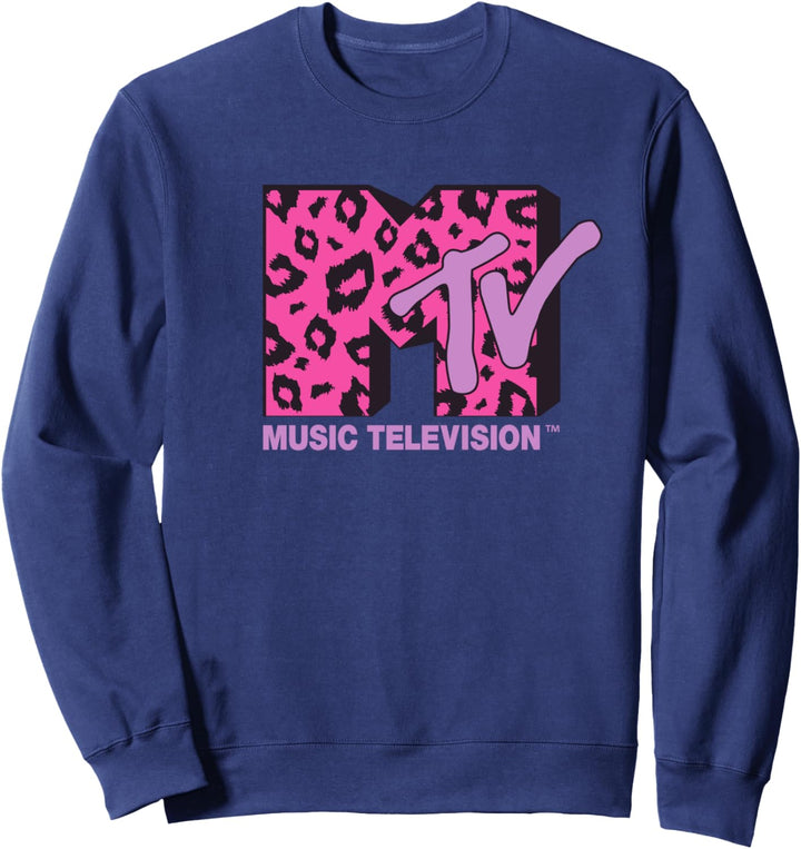 MTV Logo Pink Leopard Print Sweatshirt