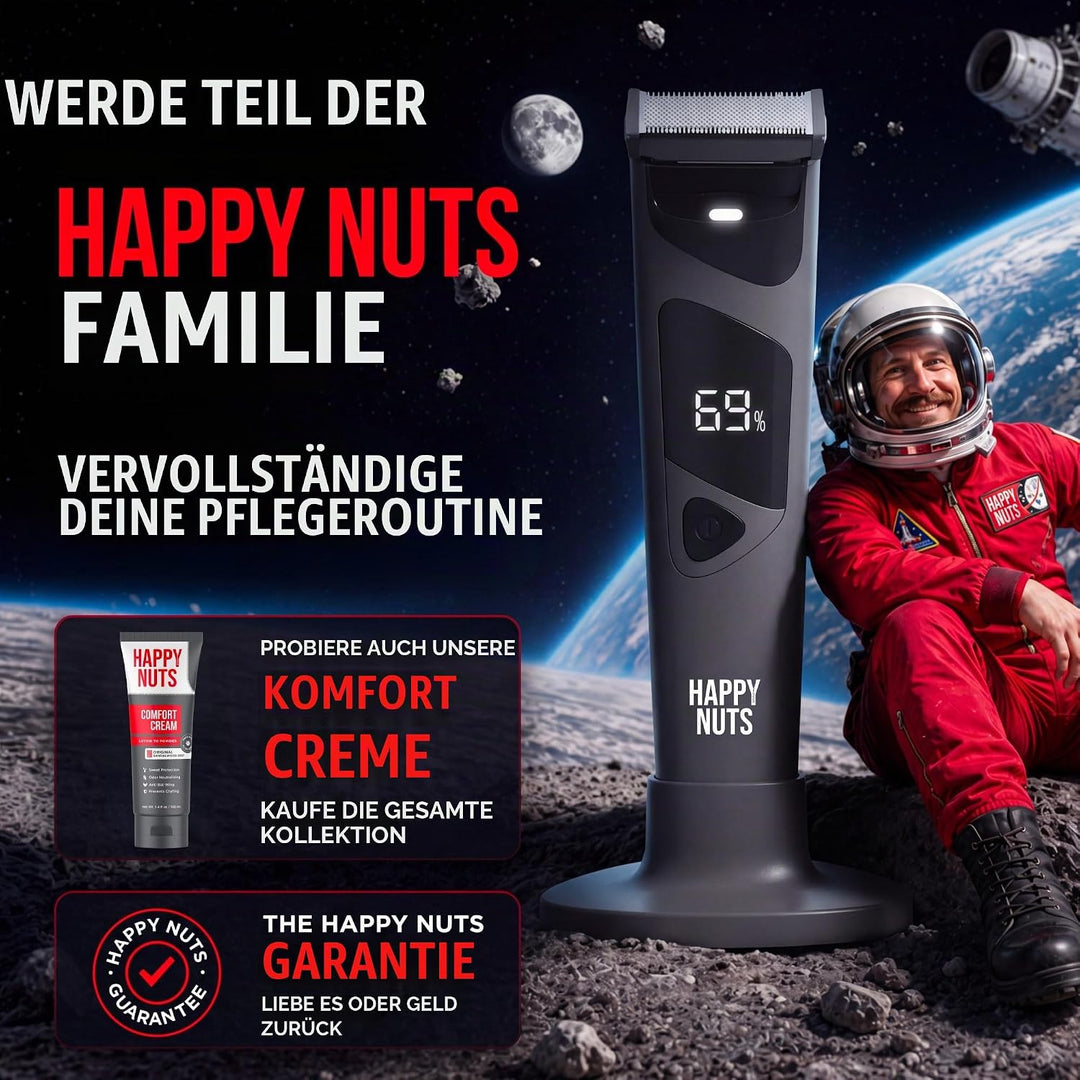 HAPPY NUTS The Ballber PRO Elektrischer Körperhaarschneider für Männer – Herren-Körperpflegeset für
