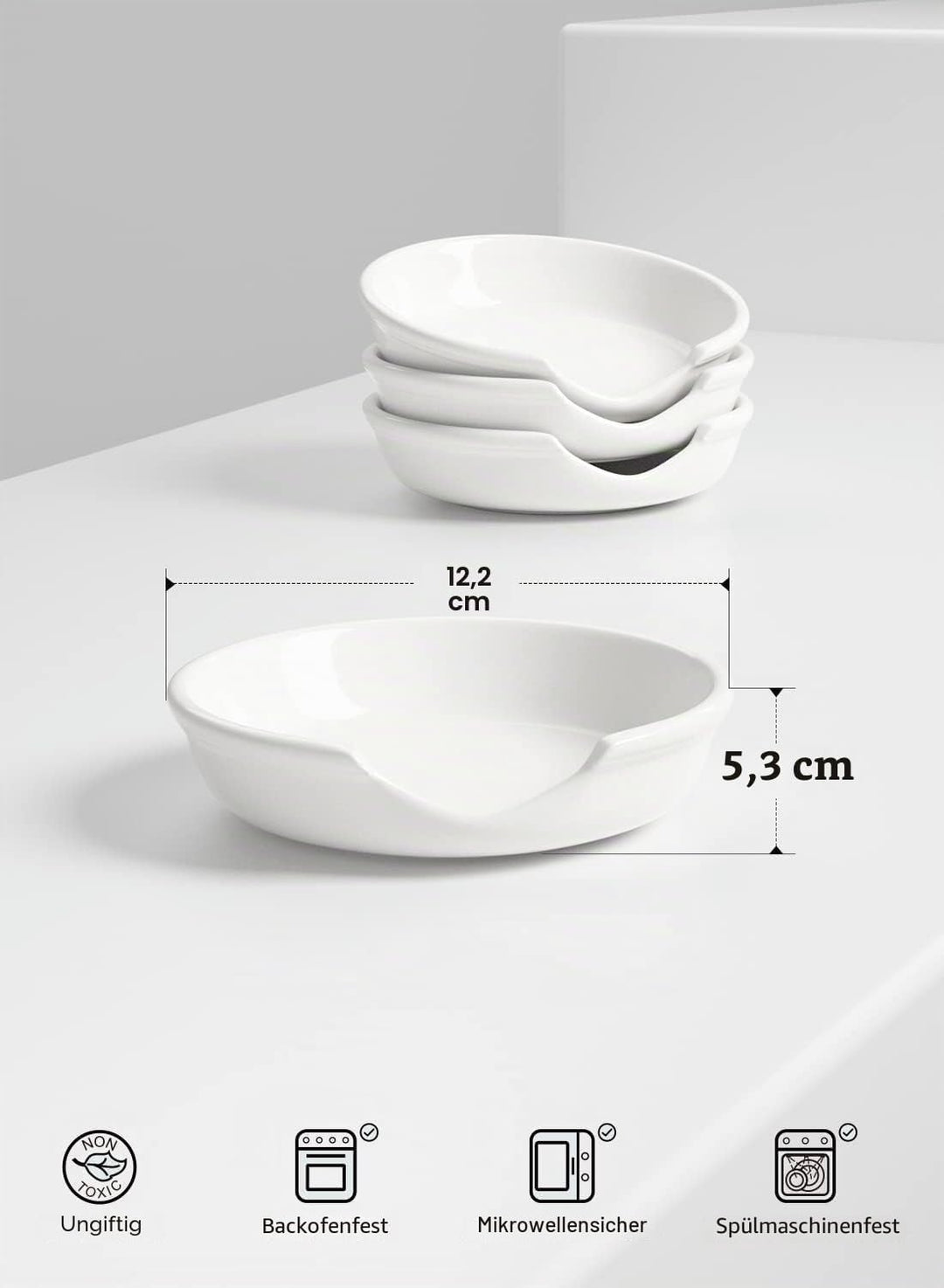 LE TAUCI Löffelablage Keramik für die Küche, 12,2 cm Kochlöffelablage für Teelöffelablage, Herd, Koc
