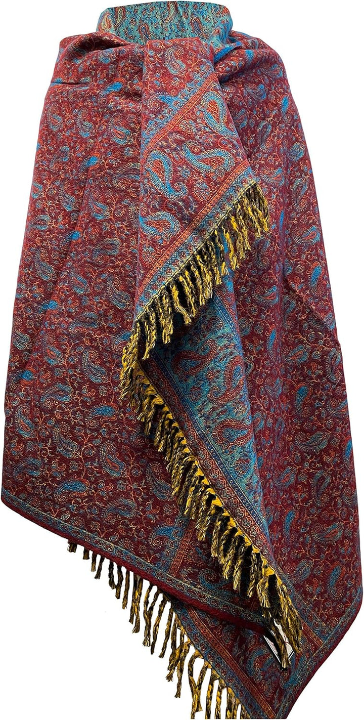 TIBET Winterschal mit Blumenmuster und Paisleymuster, handgefertigt, luxuriös, Dekoration, Decke, Üb