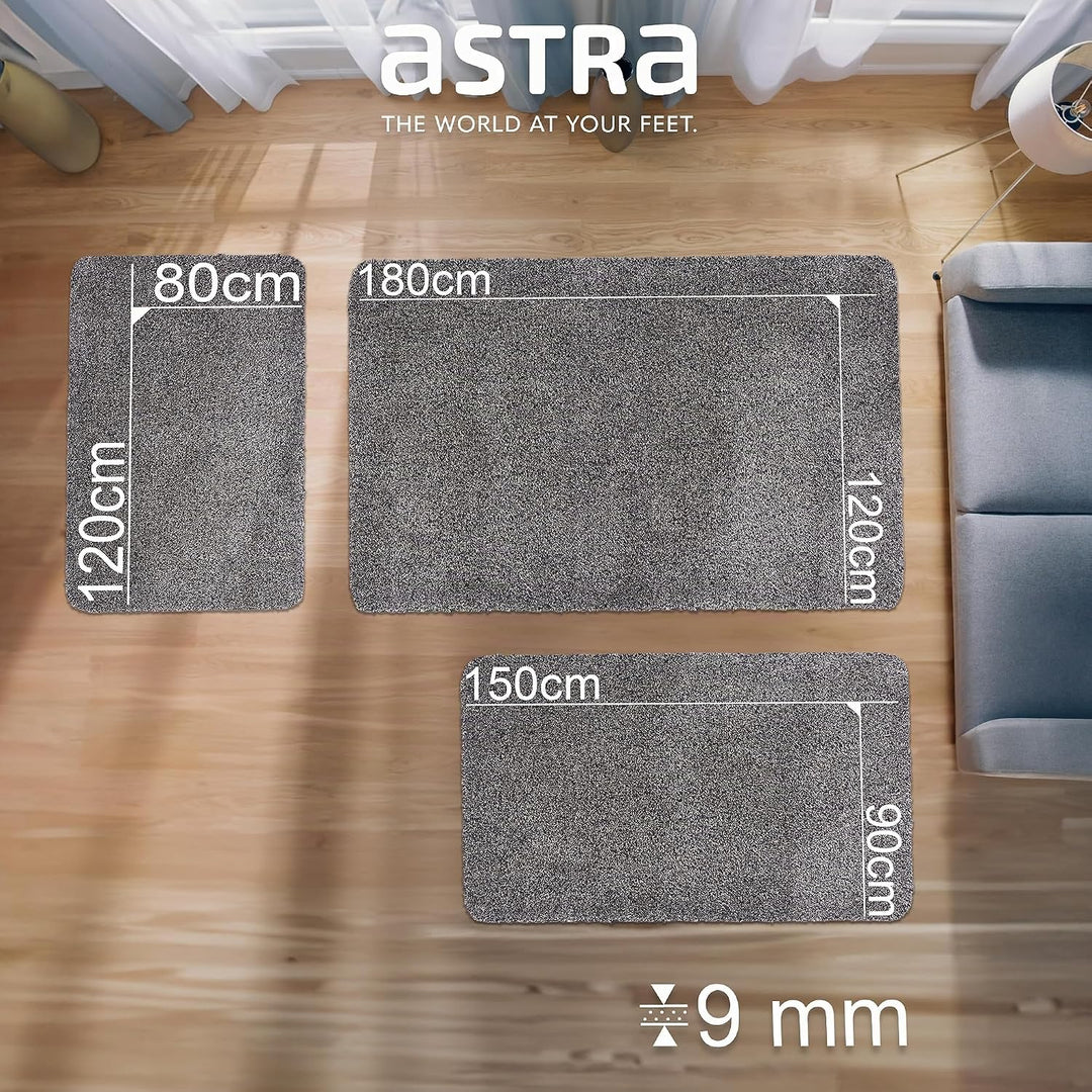 Astra Schmutzfangmatte innen waschbar 80x120 cm – Sauberlaufmatte anthrazit 100% Baumwolle Türmatte