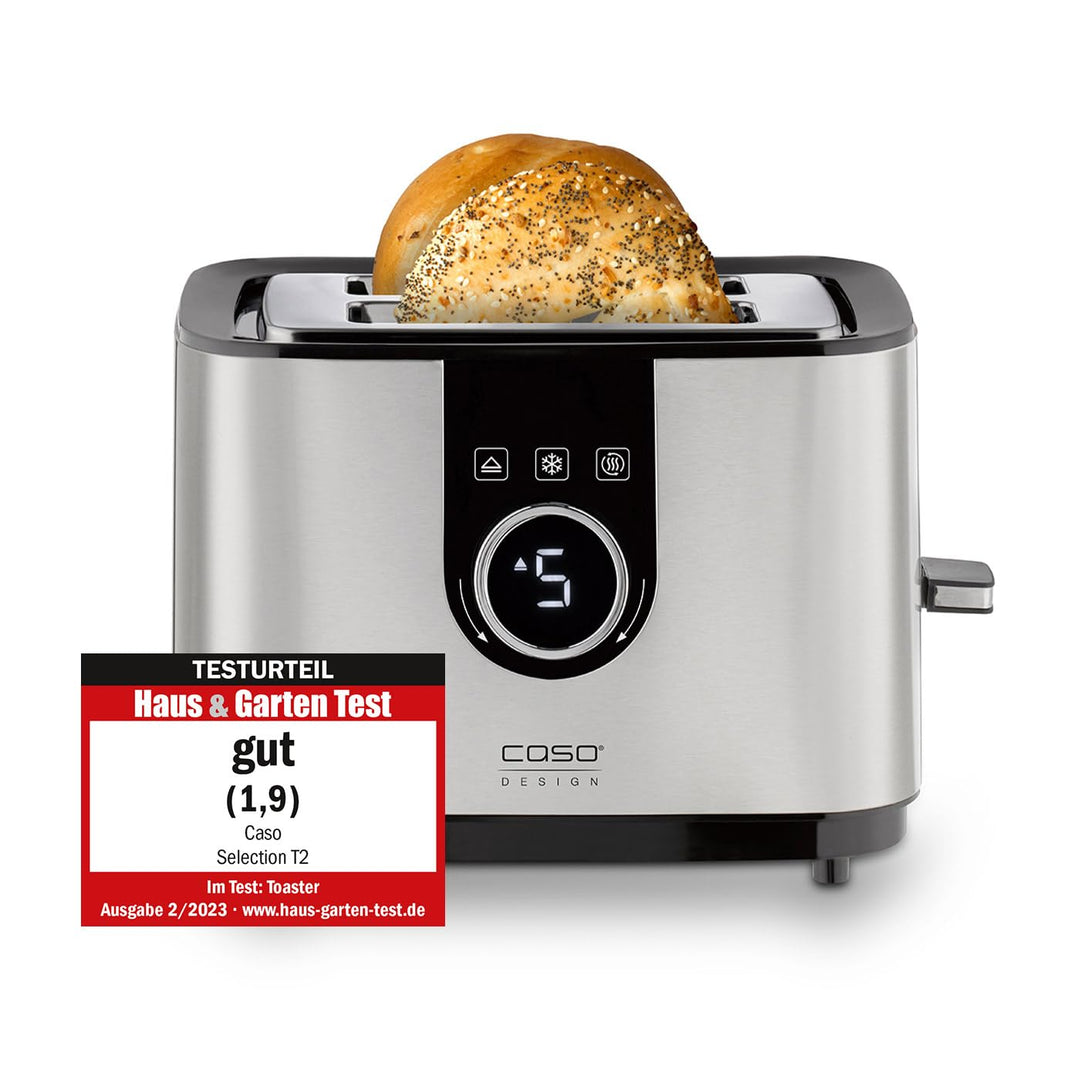 CASO Selection T 2 - Design Toaster, Edelstahlgehäuse, Optimale Röstgradeinstellung auf 7 Stufen, In