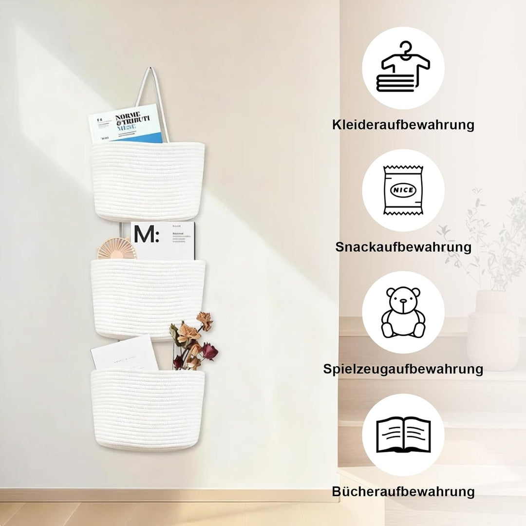 DYOUen Vielseitiger Hänge-Organizer aus gewebtem Baumwollseil für Bad, Kinderzimmer und Schlafzimmer