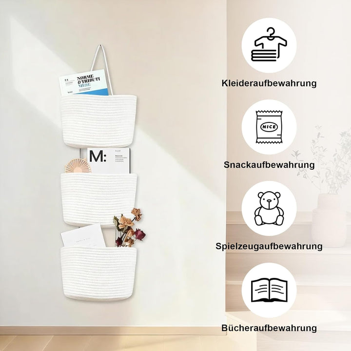 DYOUen Vielseitiger Hänge-Organizer aus gewebtem Baumwollseil für Bad, Kinderzimmer und Schlafzimmer