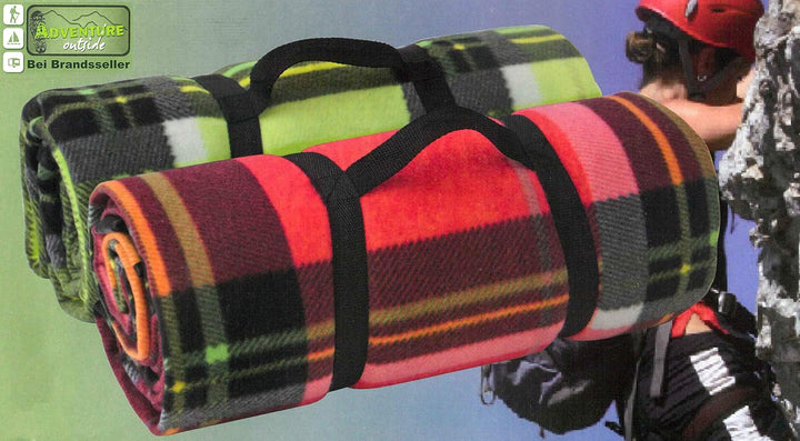 Brandsseller Fleece-Picknickdecke XXL ca. 200 x 200 cm - Unterseite Aluminiumbeschichtet - Kariert/G