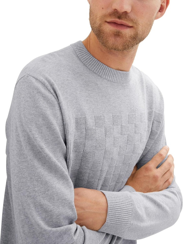 TOM TAILOR Herren Crew-Neck Strick-Pullover im Struktur-Mix M 12035-grey Heather Melange, M 12035-gr