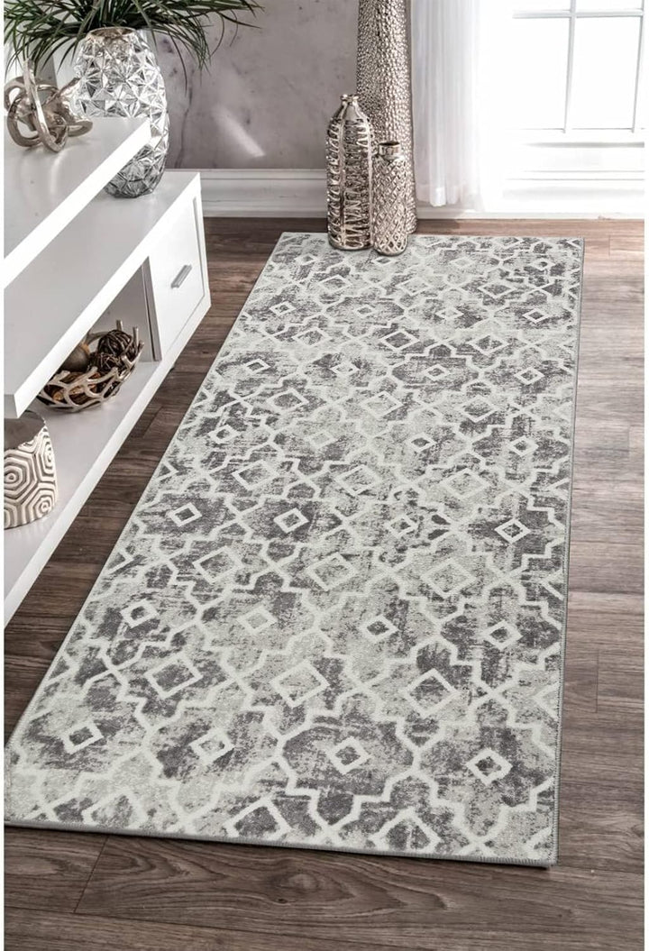 KIMODE Marokkanisch Geometrisch Teppich Läufer 60x130cm, Weich rutschfest Waschbarer Kunstwolle Mode