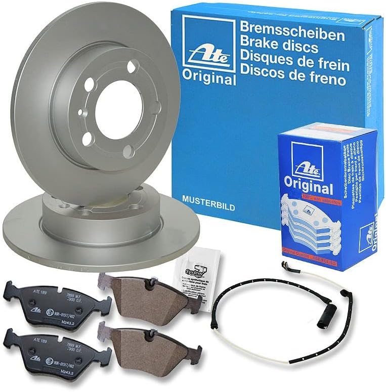 ATE Bremsenset Vorderachse inkl. Bremsscheiben vorne Ø 238 mm voll und Brembsbeläge vorne + Warnkont
