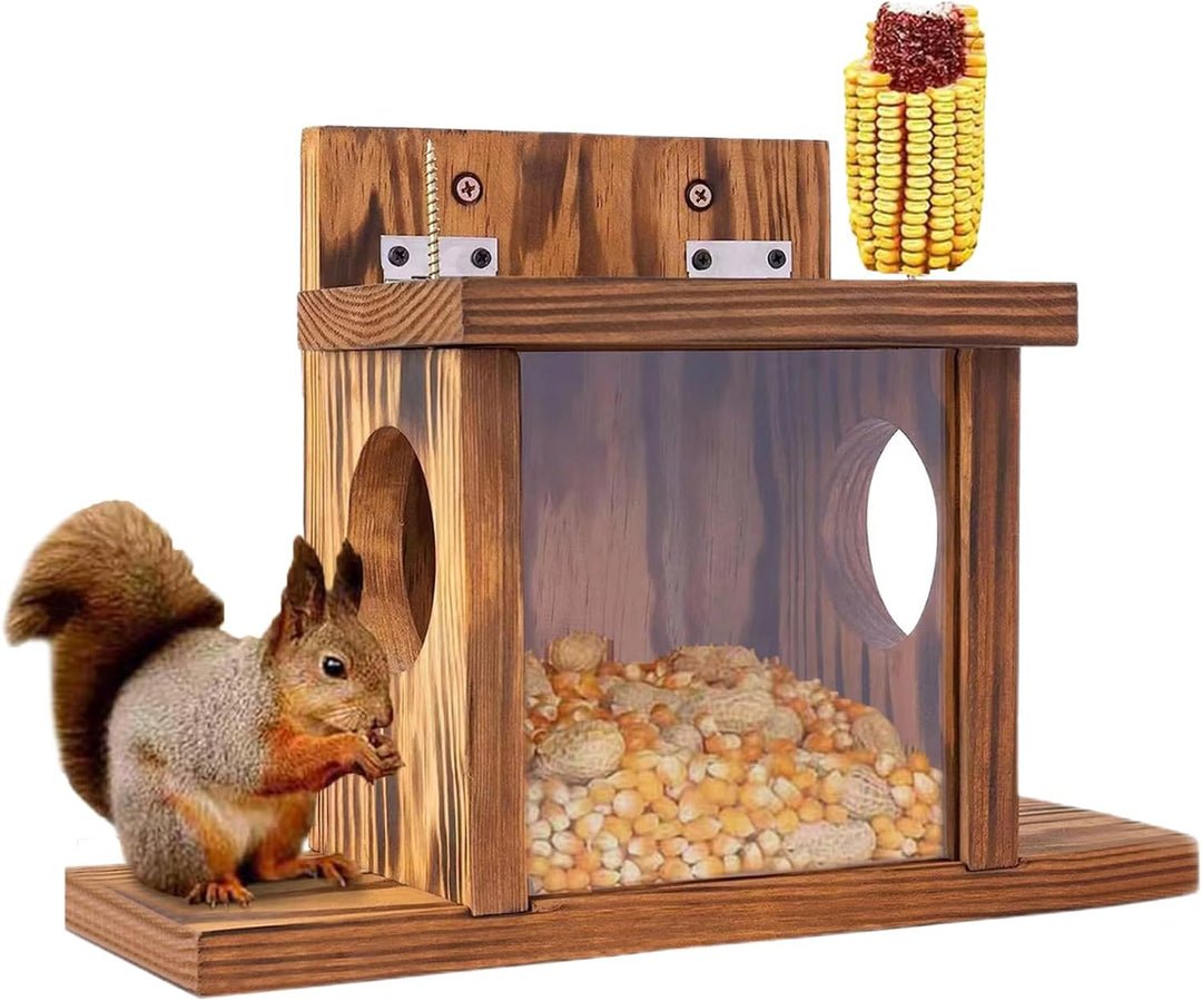 Eichhörnchen Futterstation - Eichhörnchen Futterhaus Wetterfest Aus Holz Mit 2 Eingänge & Sitzplattf
