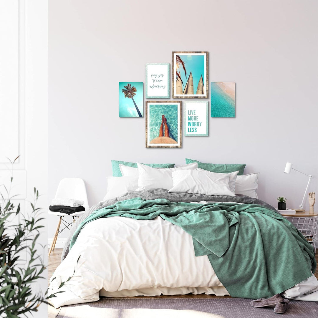 Novart Bilder Set - AUFHÄNGFERTIG - KEIN EXTRA RAHMEN BENÖTIGT - Karibik Modern Traumstrand - Wohnzi