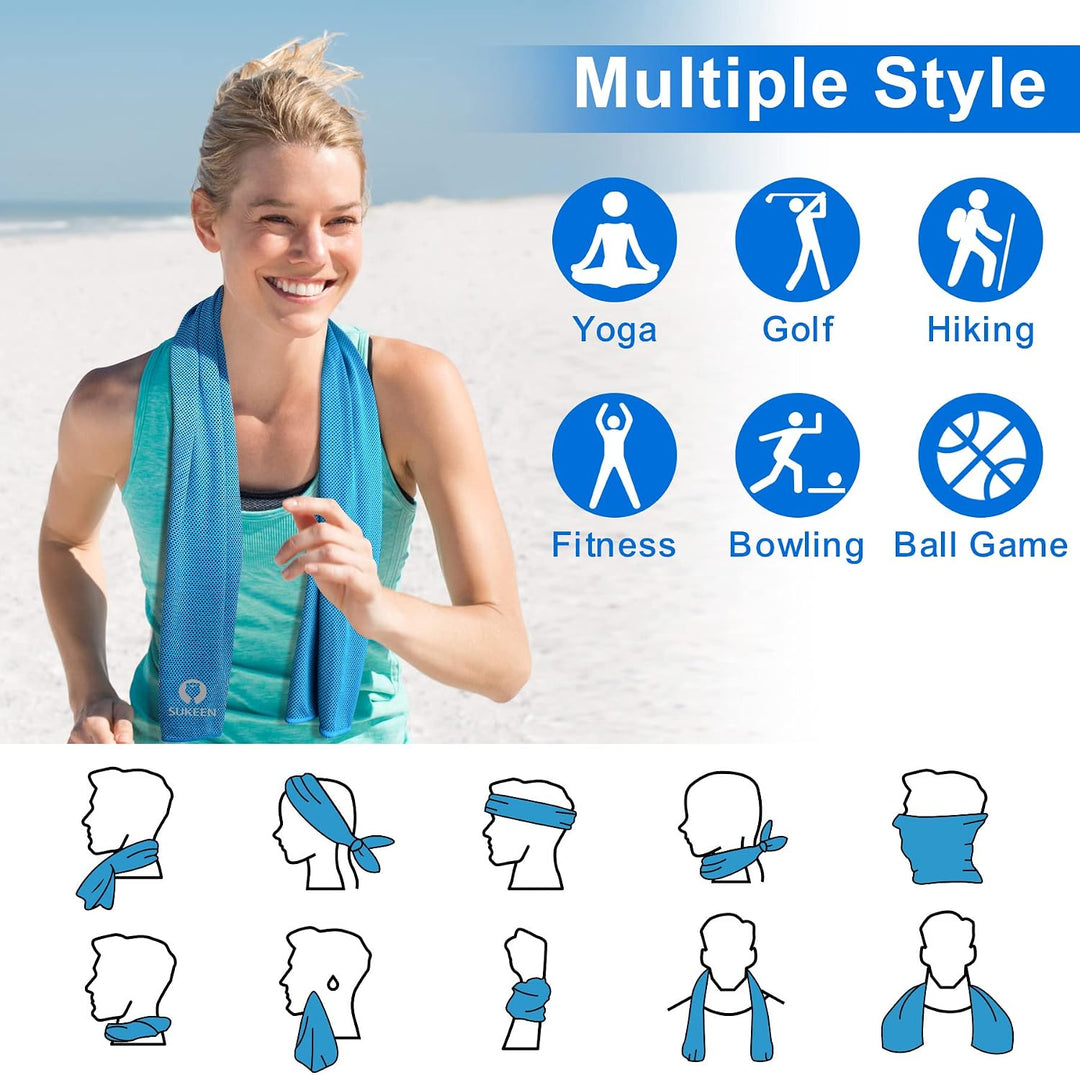 Sukeen Kühlendes Handtuch, 4er Set Kühlhandtuch Cool Towel, Gym Handtuch, Eishandtuch Kühltuch Hals,