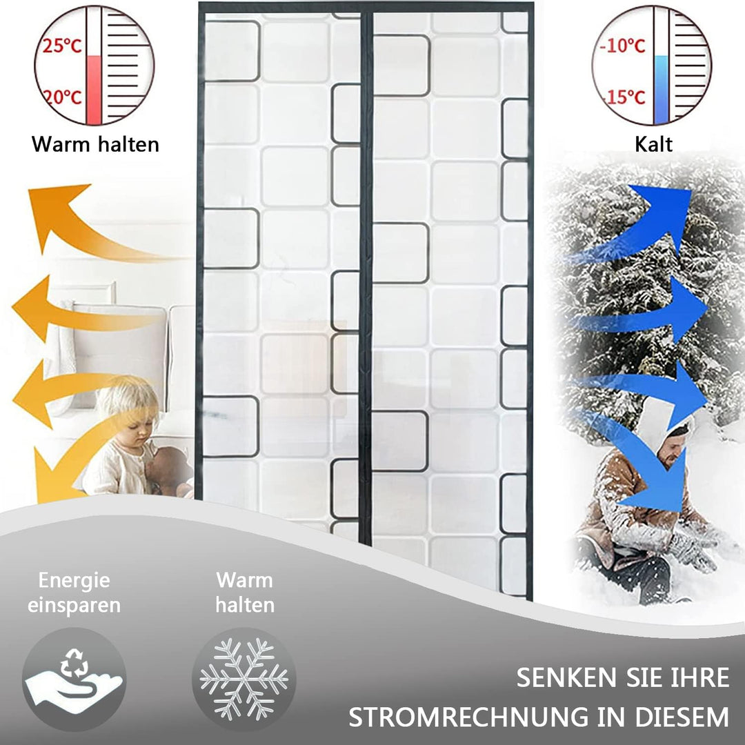 Isolier Schutz Vorhang 100x220cm, Magnet Wärmeschutzvorhang für Türen, Kälteschutz und Wärmeschutz i