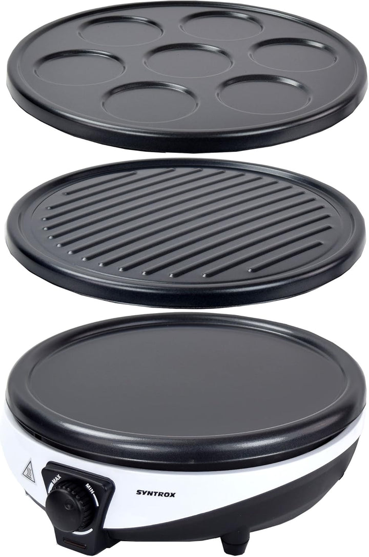 Syntrox Germany 3in1 Crepes Maker | Kontaktgrill | Pancake Maker Zephir, viele Anwendungsmöglichkeit