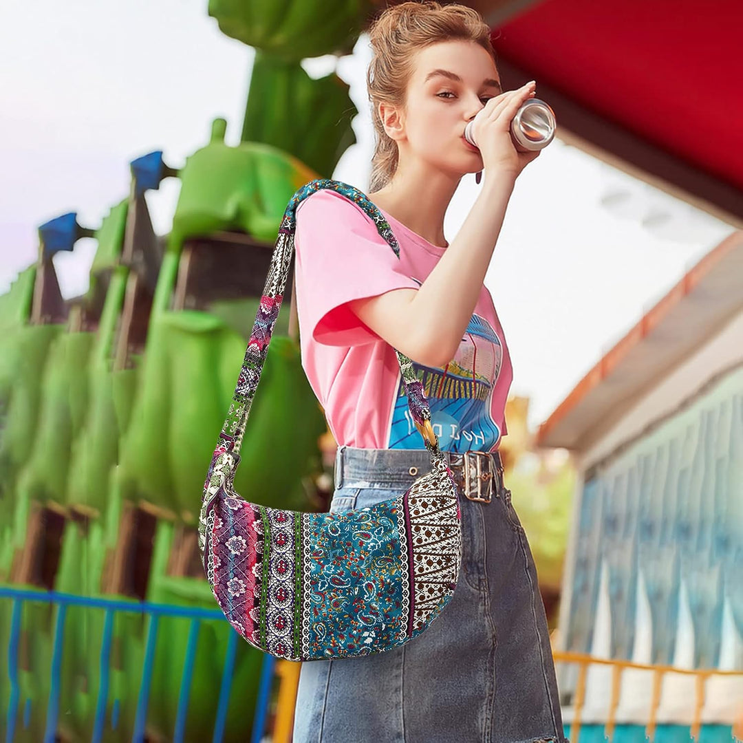 PORRASSO Hippie Umhängetasche Damen Schulterbeutel Leicht Schultertasche Tote für Reise Strandschule