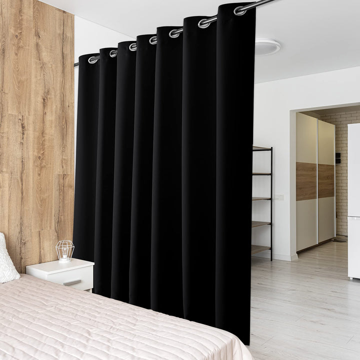 PONY DANCE Verdunklungsvorhang Ösenvorhang 1er Set H 210 x B 254 cm Extra Breite Gardine Schwarz Bli