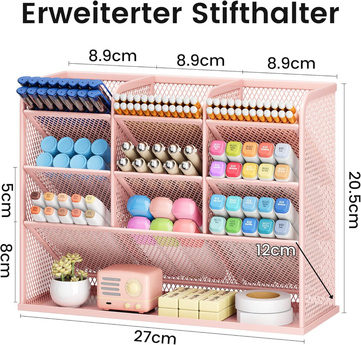 VITVITI Schreibtisch Organizer, 9 Fächer Stiftehalter, Netz Stifte Regal aus Metall, Stiftehalter Sc