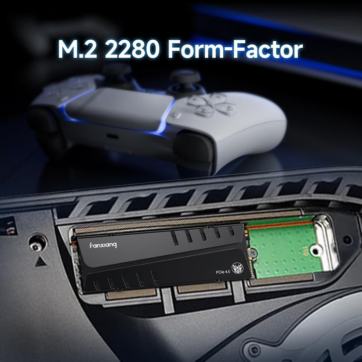 fanxiang M2 SSD 500GB Nvme M.2 2280 Interne SSD Festplatte PCIe 4.0 DRAM mit Kühlkörper, 7400MB/s Le