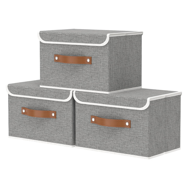 OUTBROS 3 Stück Aufbewahrungsboxen mit Deckel, 38 x 25 x 25 cm, faltbare Stoffboxen, Aufbewahrungskö