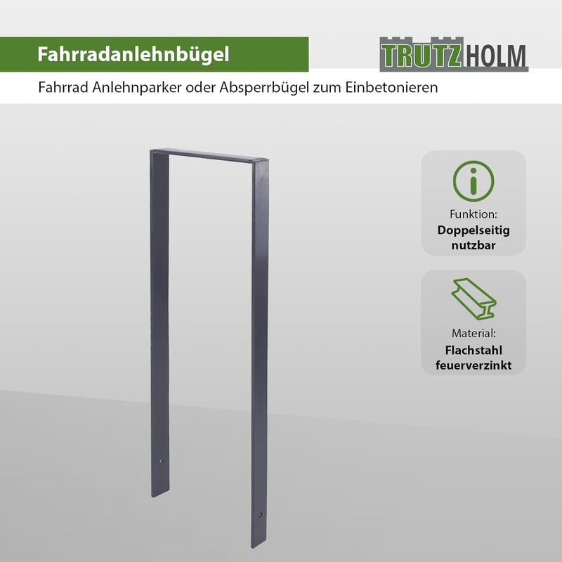 TRUTZHOLM Fahrrad Anlehnbügel Fahrradanlehner 1190x390mm Anlehnständer zum Einbetonieren Flachstahl