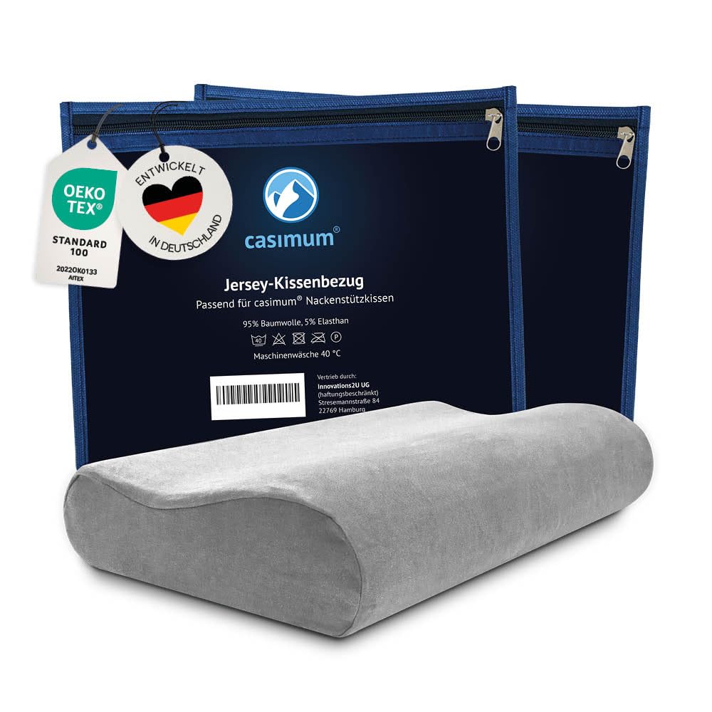 casimum® Kissenbezug aus Baumwolle für Nackenstützkissen mit Reissverschluss. Kopfkissen Schonbezug