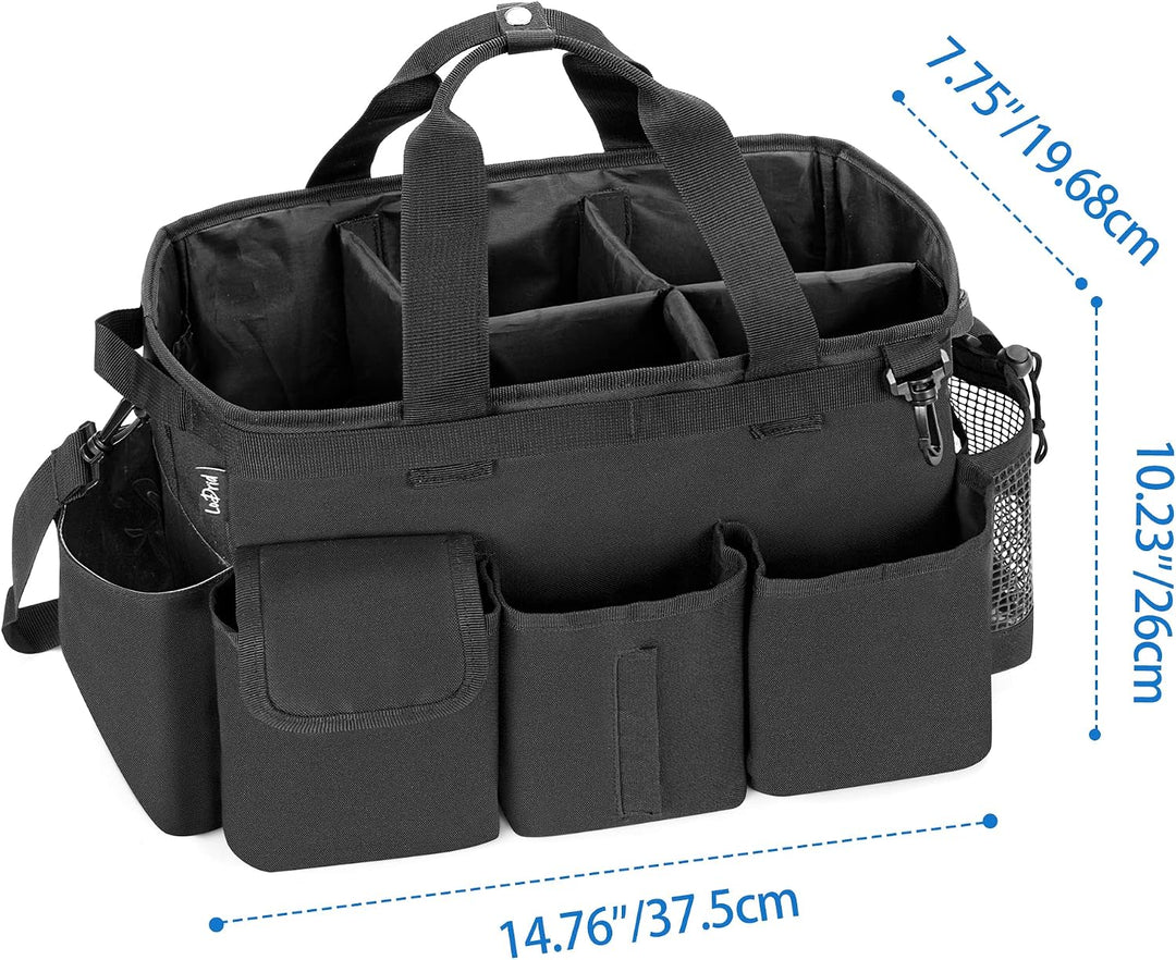LoDrid Large Cleaning Caddy Bag with Detachable Divider, Wearable Cleaning Caddy Organizer with Hand