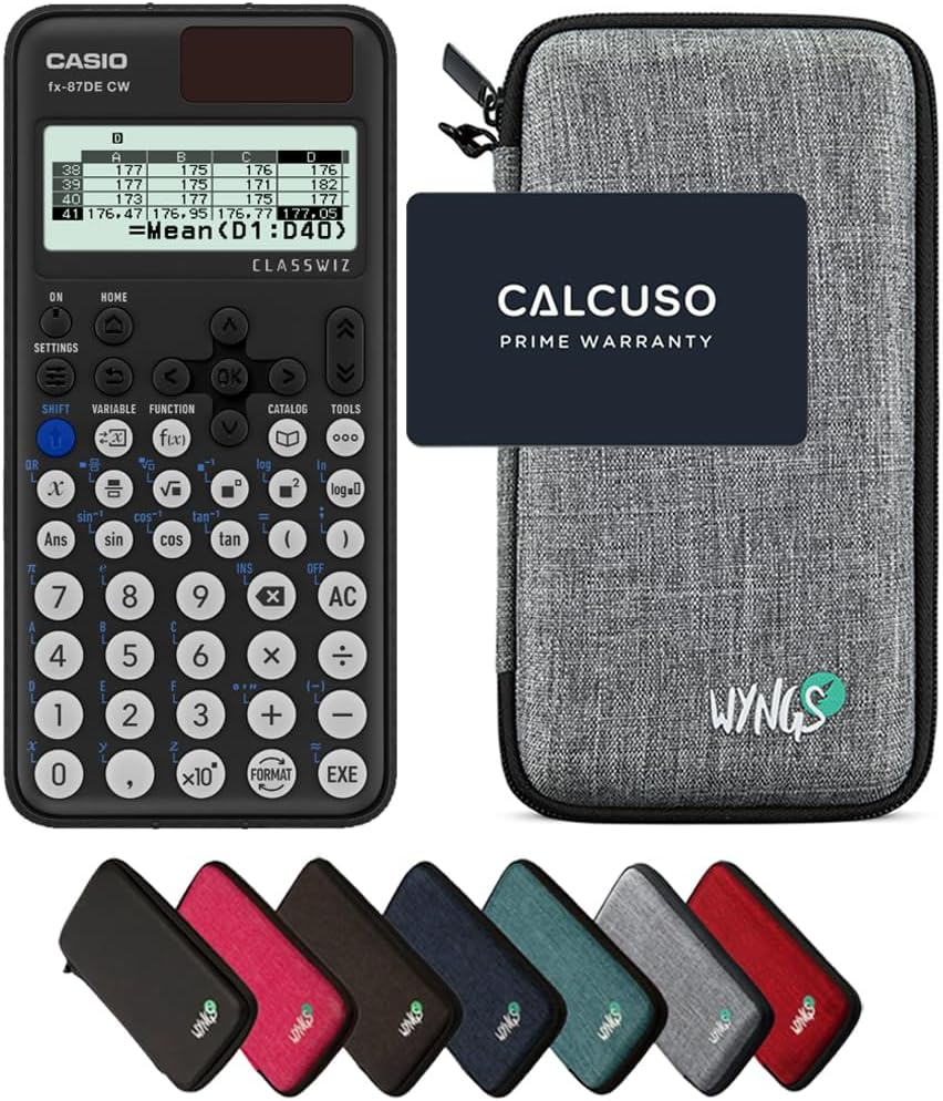 CALCUSO Sparpaket: Casio FX-87DE CW ClassWiz technisch-wissenschaftlicher Schulrechner + WYNGS Schut