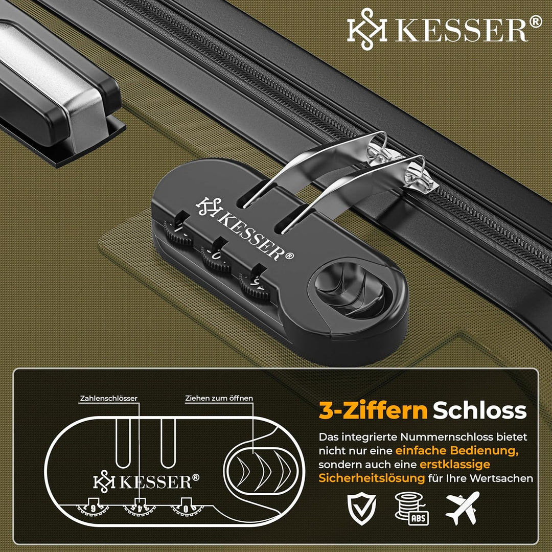 KESSER® Reisekoffer 84L Mittlerer Hartschalen Koffer Inkl. Kofferwaage + Gepäckanhänger | Trolley Ge
