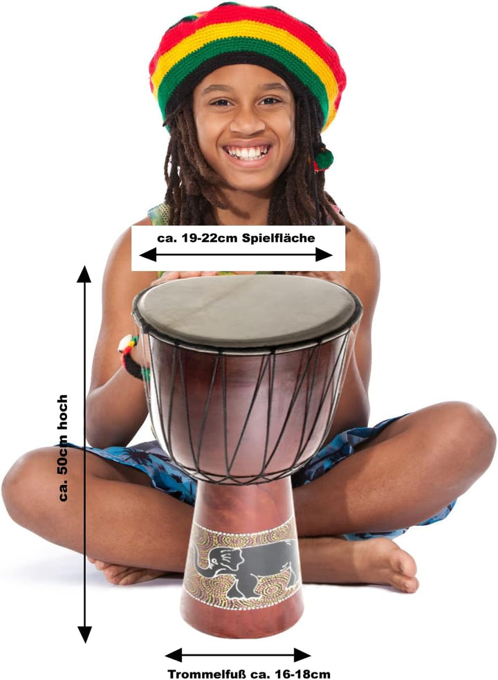 50cm Djembe Trommel Bongo Holztrommel Drum Darbuka Guter Klang Elefant Bemalt