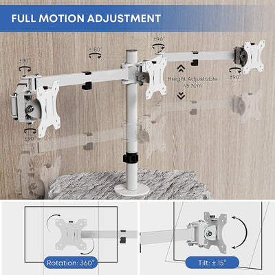 PUTORSEN Monitor Tischhalterung für 3 Monitore 13"-27"(33-68cm) LCD LED TV Bildschirme Flachbildschi