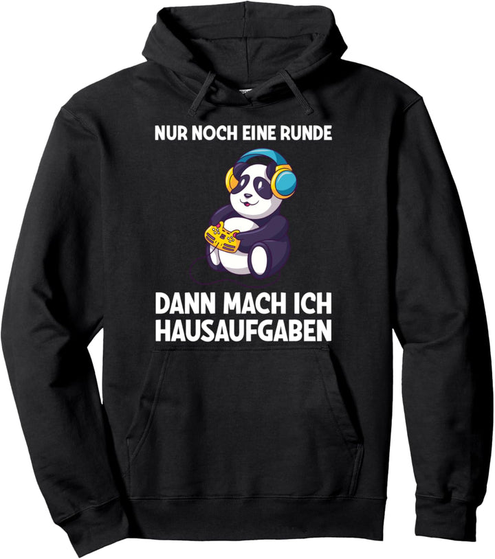 Nur Noch Eine Runde Zocken Hausaufgaben Gaming Panda Pullover Hoodie