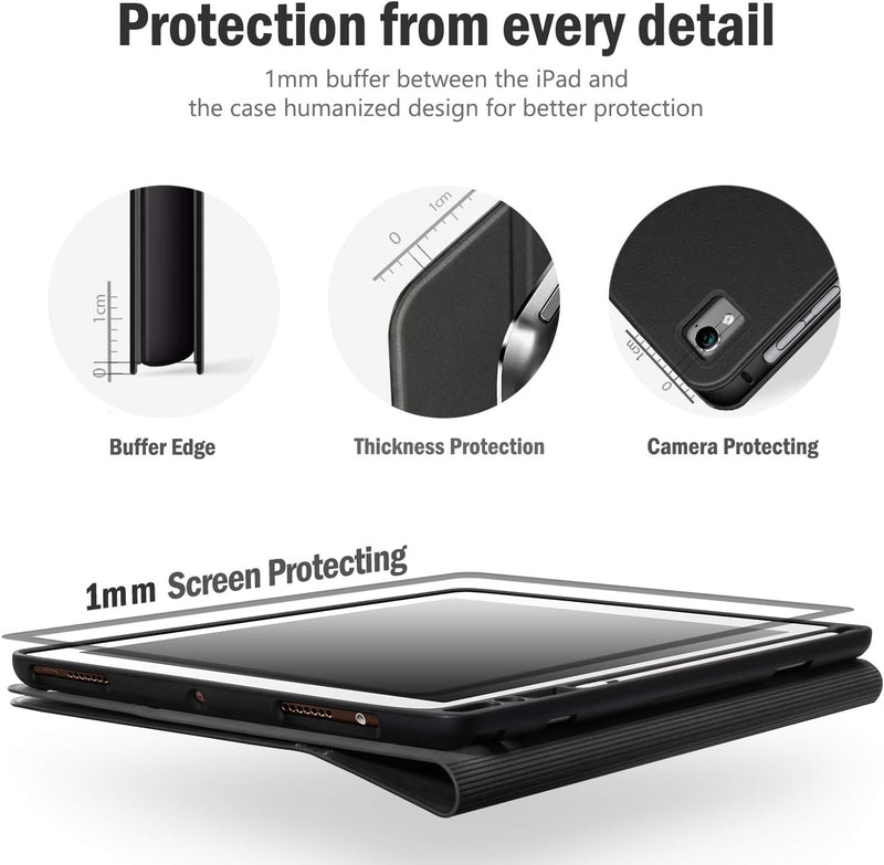 Antbox iPad 9.7 Zoll 2018/2017 Hülle mit Apple Pencil Halter Auto Schlaf/Wach Funktion PU Ledertasch