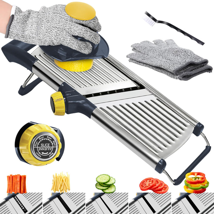 Masthome Mandolinenschneider Edelstahl - Professioneller 5-in-1 Gemüseschneider mit Einstellbarer Sc