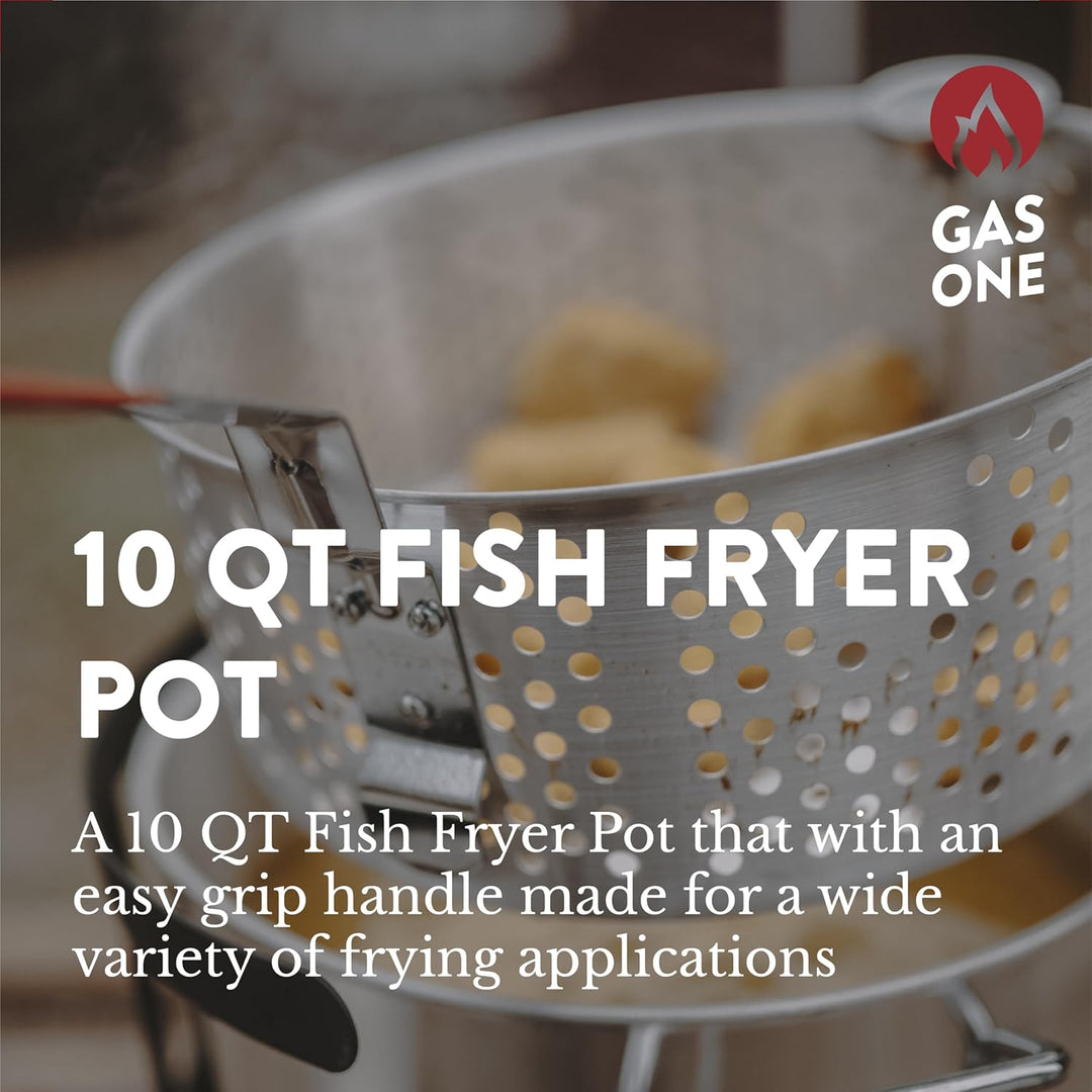 Gas One Aluminium-Fritteuse mit Korb, 10 QT Aluminium-Frittiertopf mit einfachem Griff, langlebige O