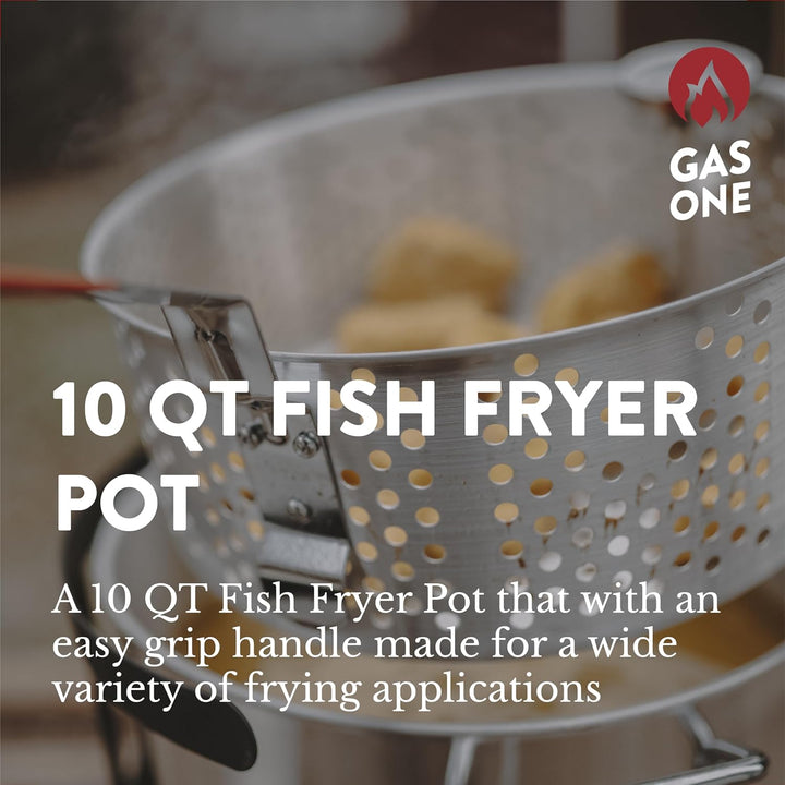 Gas One Aluminium-Fritteuse mit Korb, 10 QT Aluminium-Frittiertopf mit einfachem Griff, langlebige O