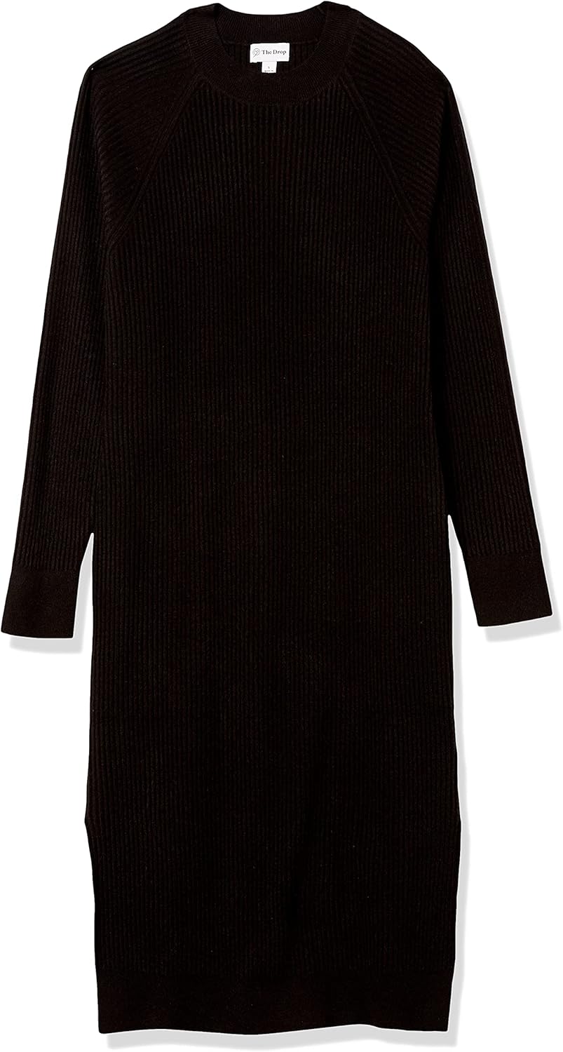 The Drop Renata Ripp-Midikleid für Damen, Schwarz