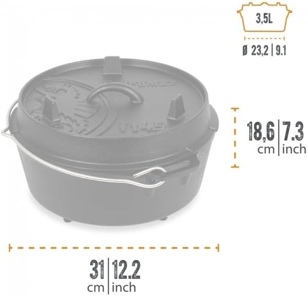 Petromax Feuertopf Starterset ft4.5 (Dutch Oven mit Standfüssen) inkl. Kohlen + Deckelheber + Schabe