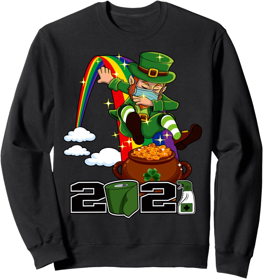 Saint Patricks Day shirts for Teens Boys Men Leprechaun Mask Sweatshirt