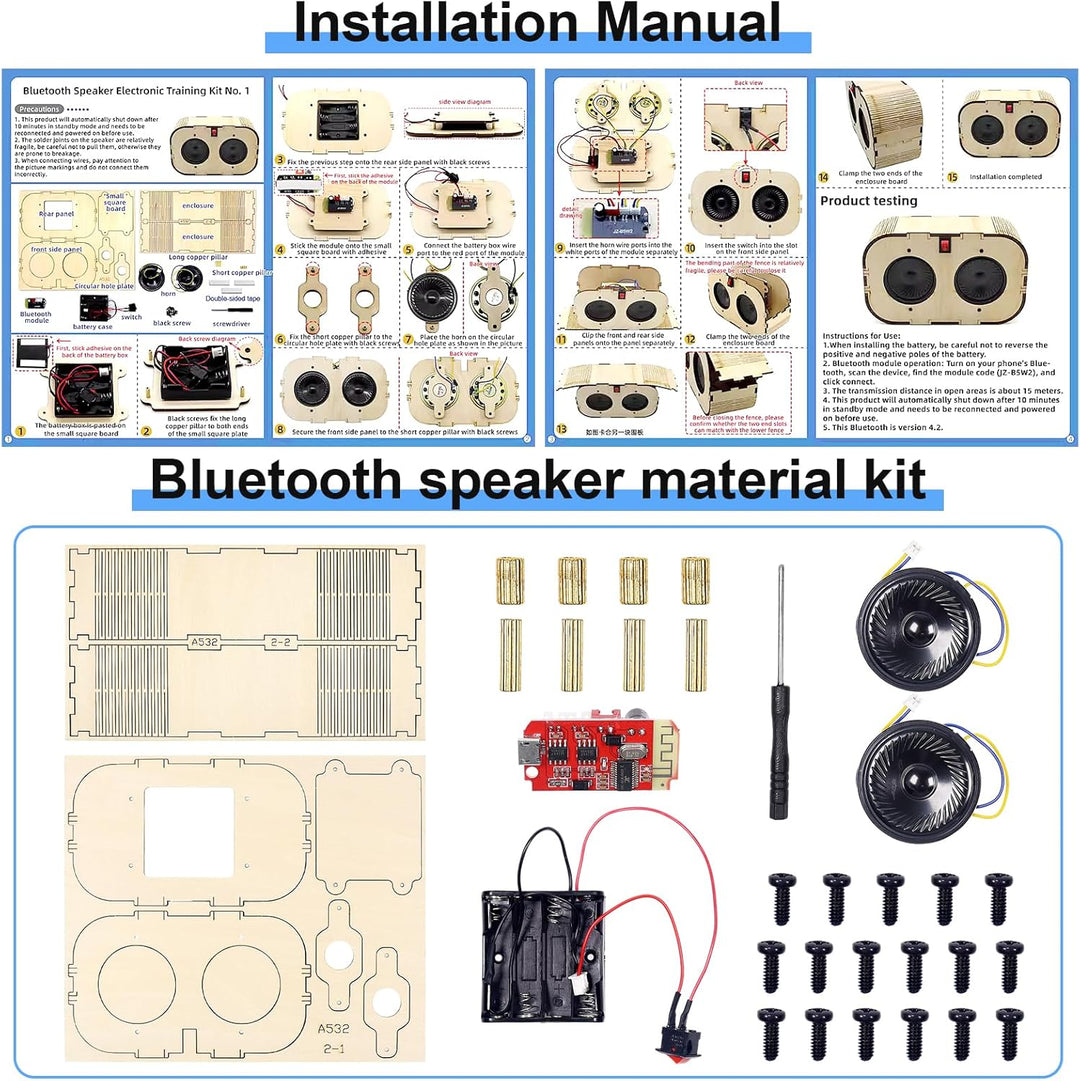 DIY Bluetooth Lautsprecher,Elektronik Baukasten,Lautsprecher Bausatz,Holz Experimente Wissenschaft f