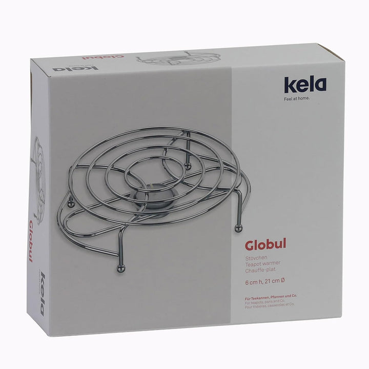 kela Stövchen für Teekanne GLOBUL Teeerwärmer 21,5 x 18 x 6 cm, Metall verchromt, Teelichthalter, Te