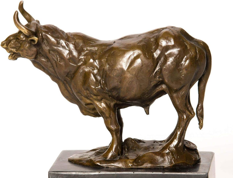 aubaho BRONZESKULPTUR STIER BULLE Bull Bronze MARMOR Figur SKULPTUR BRONZEFIGUR