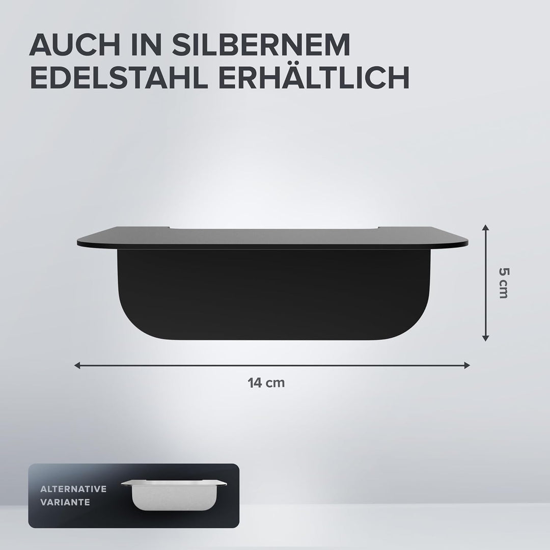 Badablage Gimsoya | Edelstahl | schwarz matt | ohne Bohren | schwarz matt | hängend im Bad oder in d
