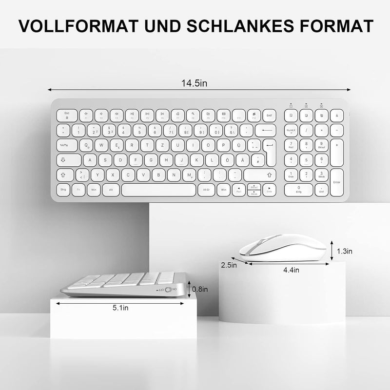 PINKCAT Tastatur Maus Set Kabellos, 2.4G USB Maus und Tastatur Kabellos Deutsche Tastatur QWERTZ Lay