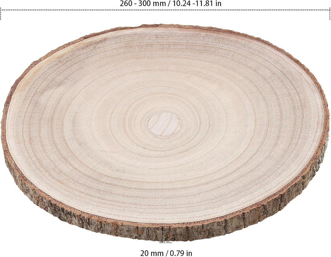 4 Stück Holzscheiben Naturholz, 26-30 cm Durchmesser Baumscheiben, 2 cm Dick Baumscheibe für Dekorat