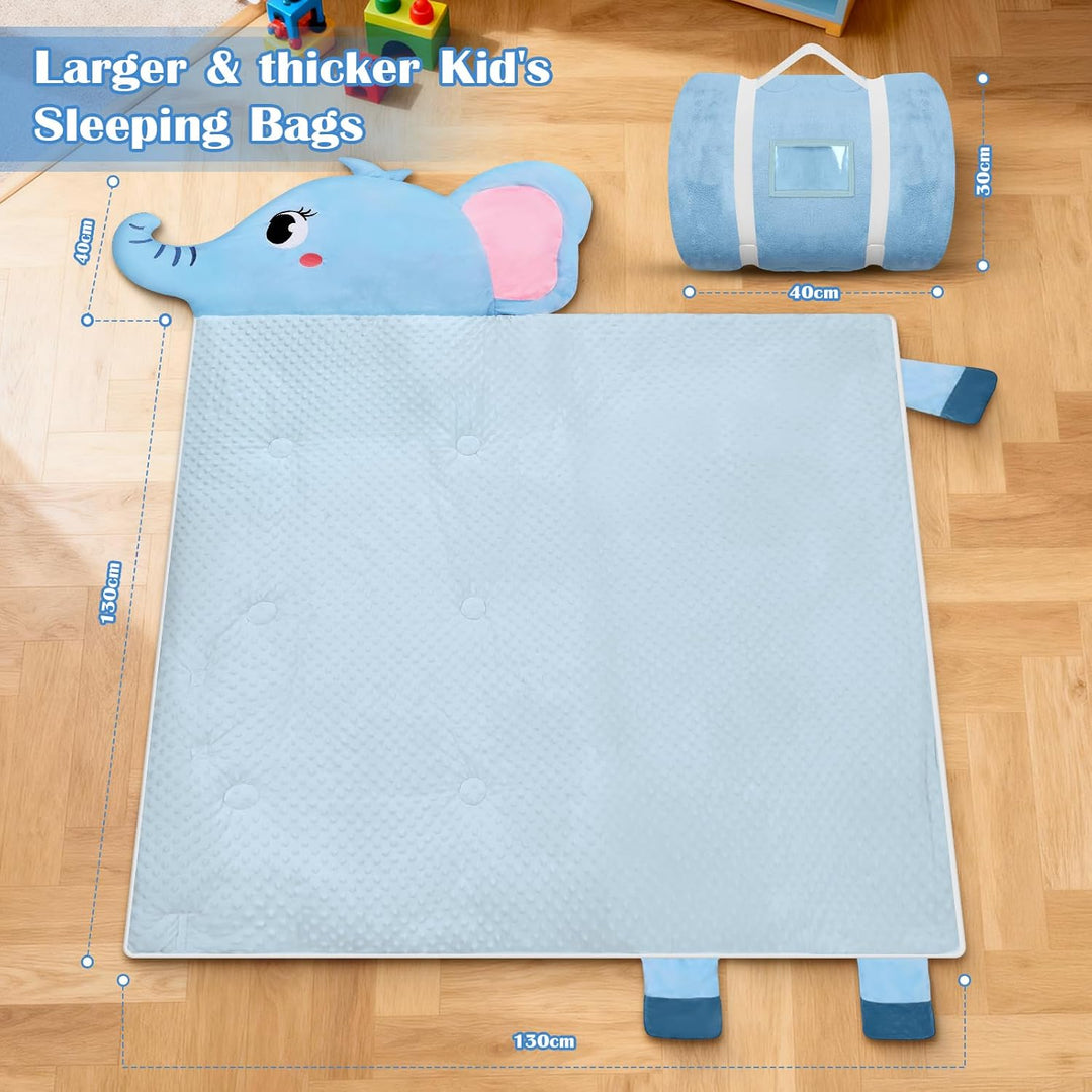 Schlafsack Kinder mit Kissen Abnehmbar,Warm Flausch Elefant Kinderschlafsack Doppelter Reissverschlu