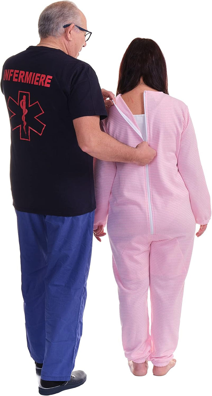 FERRUCCI COMFORT Wintersanitärpyjama mit Rückenreissverschluss - 9014/1 - Für Alzheimer, Inkontinenz