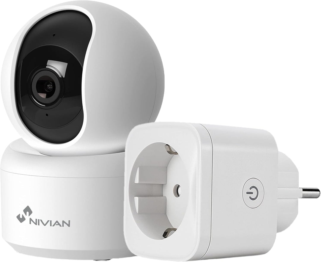 NIVIAN 360° WiFi Dome Überwachungskamera Stecker, 2K-Audio, bidirektionale Erkennung, Auto-Tracking,